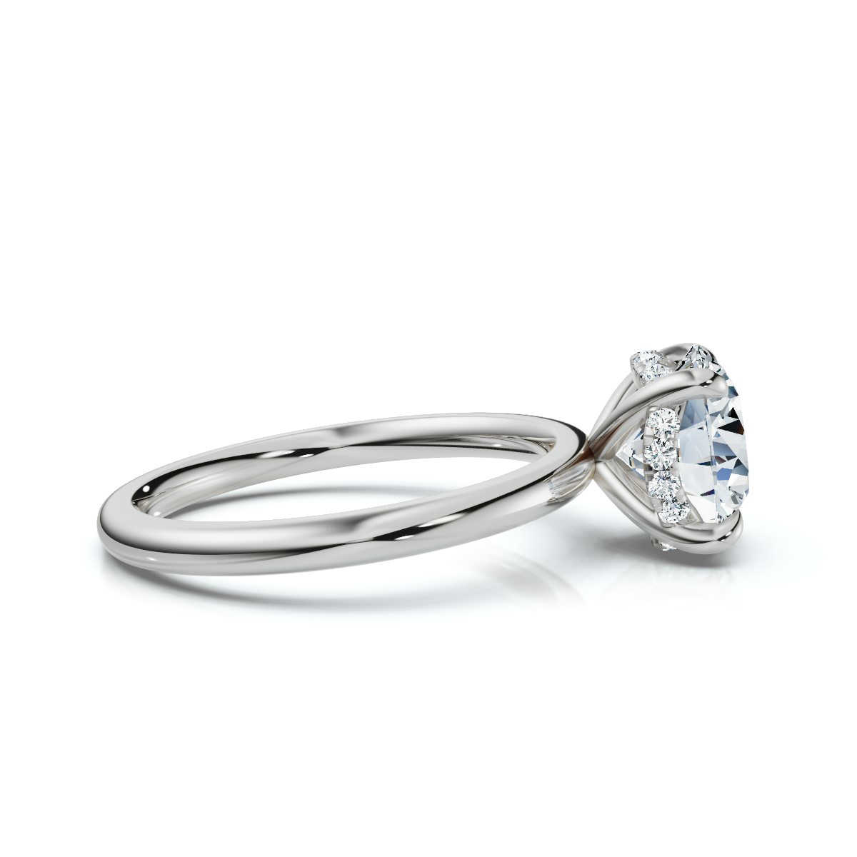 14K White Gold Poppy Hidden Accents Lab Grown Diamond Ring (1/20 ct. tw)