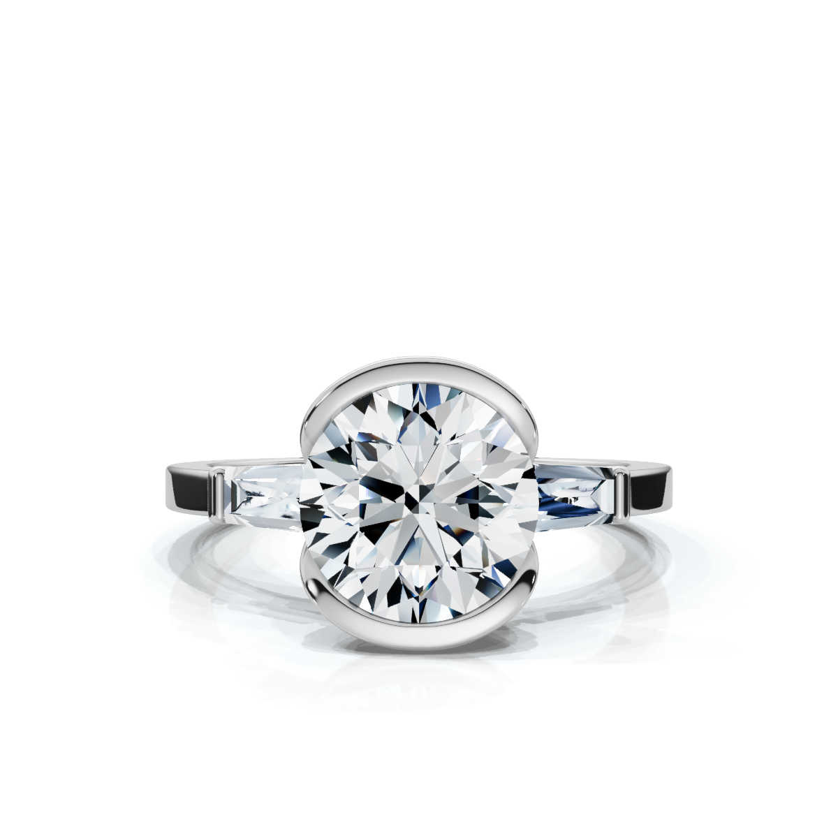 14K White Gold Ximena Three Stone Tapered Baguette Lab Grown Diamond Ring (1/3 ct. tw)