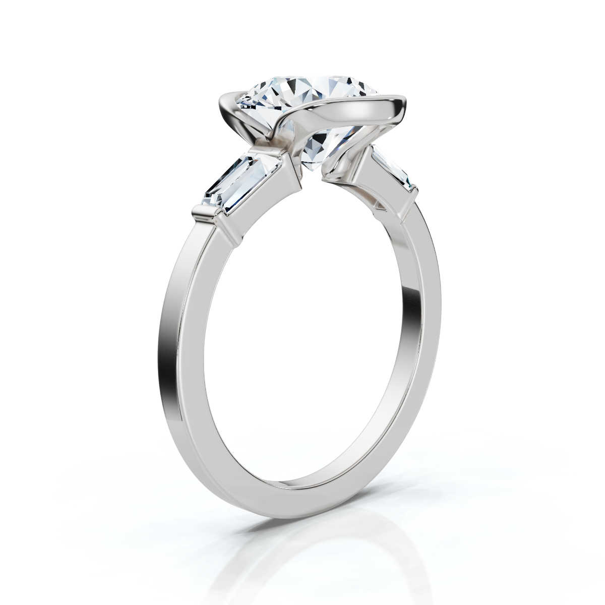 14K White Gold Ximena Three Stone Tapered Baguette Lab Grown Diamond Ring (1/3 ct. tw)