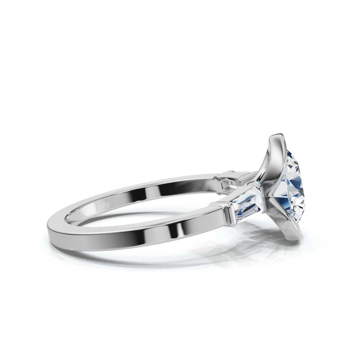 14K White Gold Ximena Three Stone Tapered Baguette Lab Grown Diamond Ring (1/3 ct. tw)