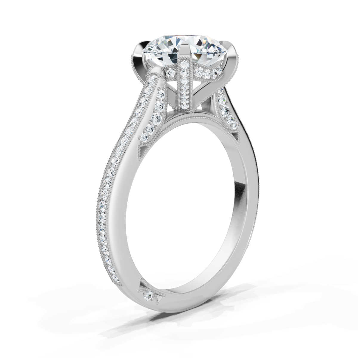 14K White Gold Bernice Milgrain Hidden Accents Lab Grown Diamond Ring (2/5 ct. tw)