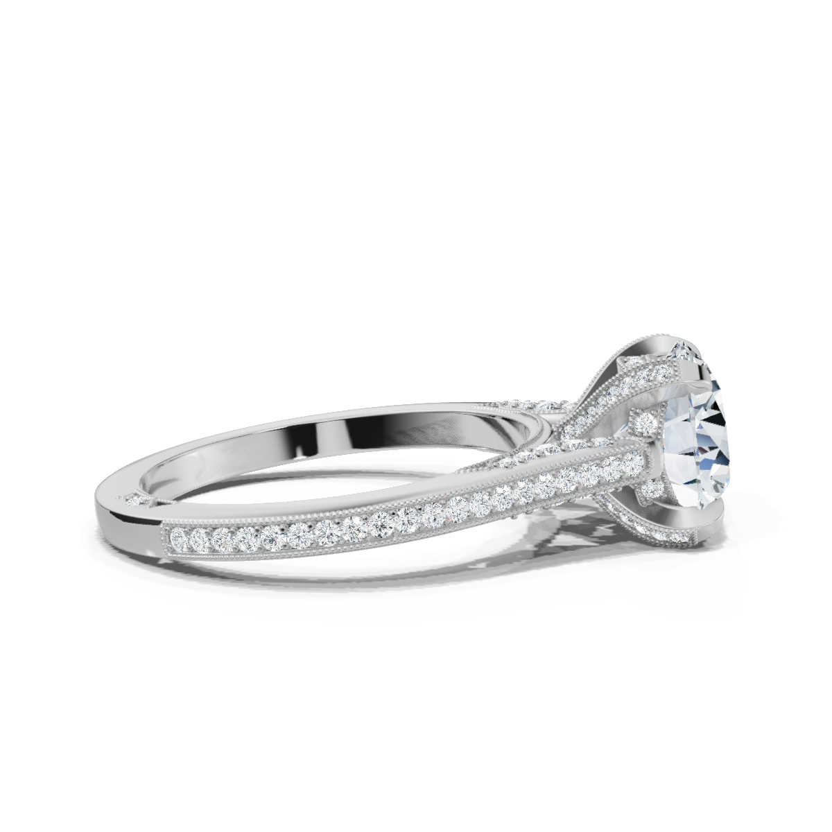 14K White Gold Bernice Milgrain Hidden Accents Lab Grown Diamond Ring (2/5 ct. tw)
