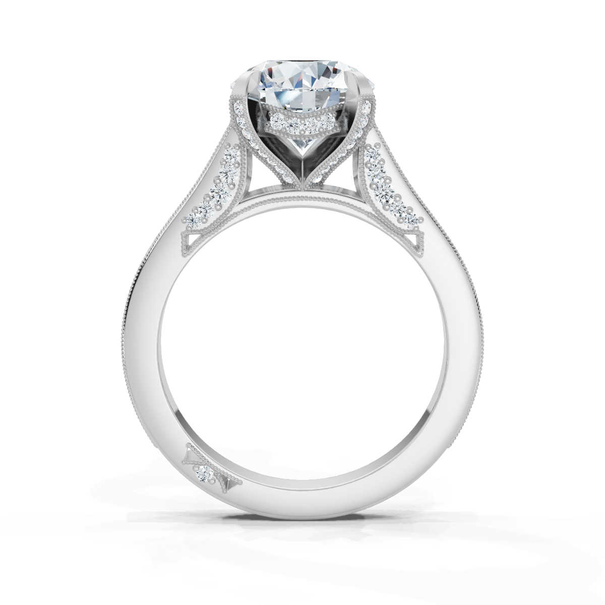 14K White Gold Bernice Milgrain Hidden Accents Lab Grown Diamond Ring (2/5 ct. tw)