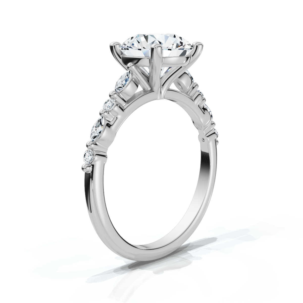 14K White Gold Cadence Accent Lab Grown Diamond Ring (1/6 ct. tw)