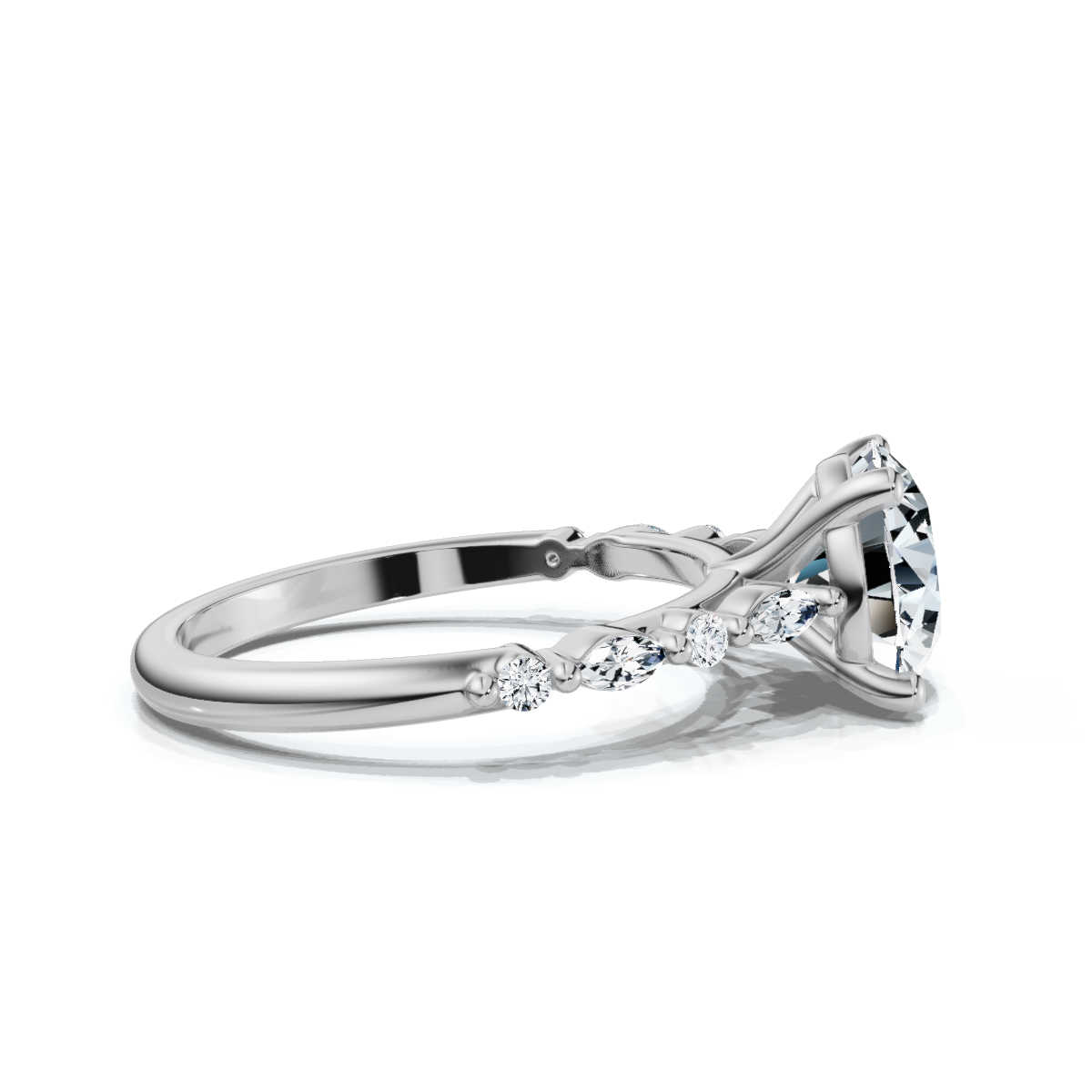 14K White Gold Cadence Accent Lab Grown Diamond Ring (1/6 ct. tw)