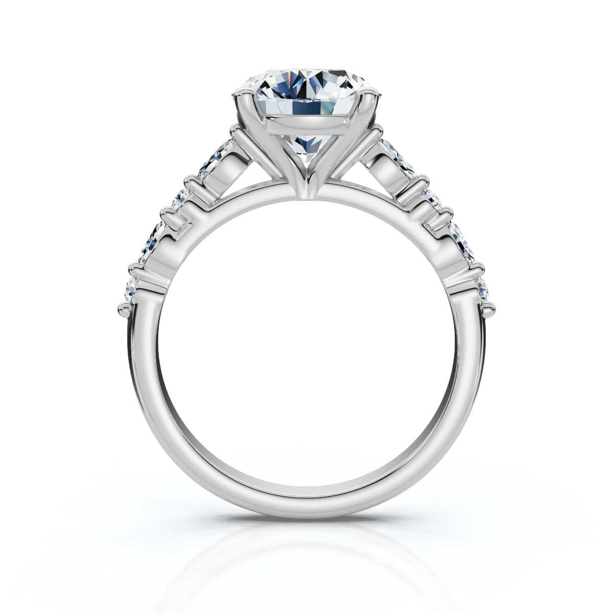 14K White Gold Cadence Accent Lab Grown Diamond Ring (1/6 ct. tw)