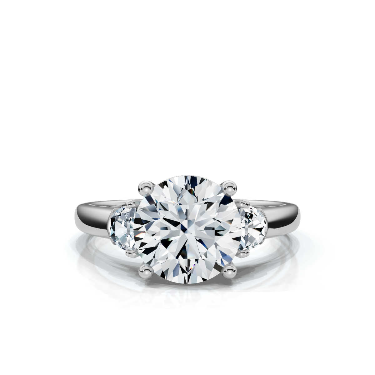 14K White Gold Indigo Three Stone Half Moon Lab Grown Diamond Ring (1/2 ct. tw)