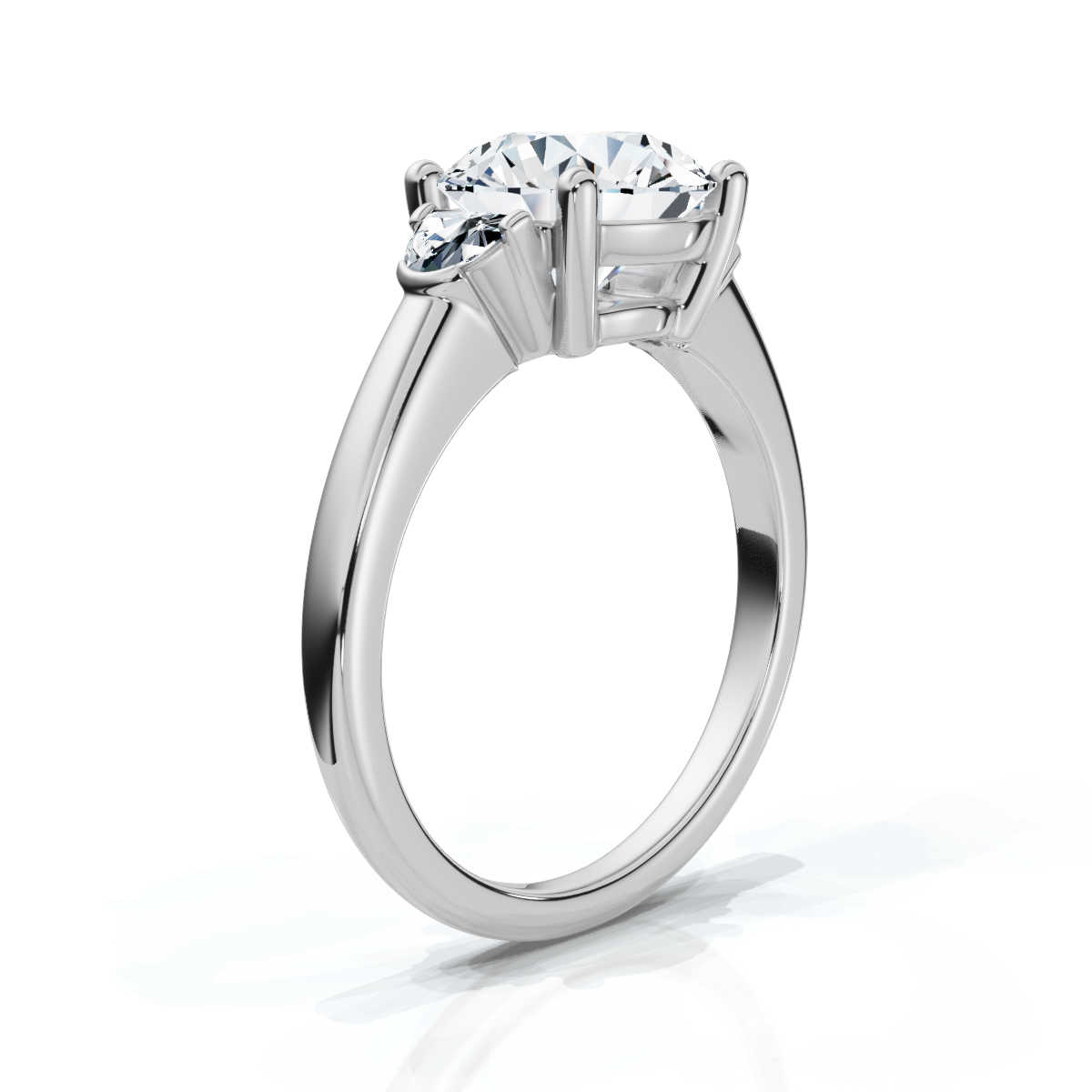 14K White Gold Indigo Three Stone Half Moon Lab Grown Diamond Ring (1/2 ct. tw)