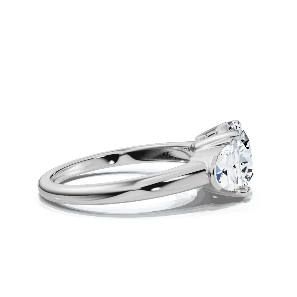 14K White Gold Indigo Three Stone Half Moon Lab Grown Diamond Ring (1/2 ct. tw)