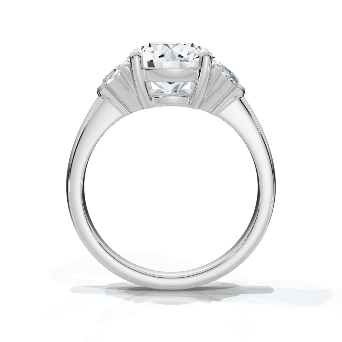 14K White Gold Indigo Three Stone Half Moon Lab Grown Diamond Ring (1/2 ct. tw)