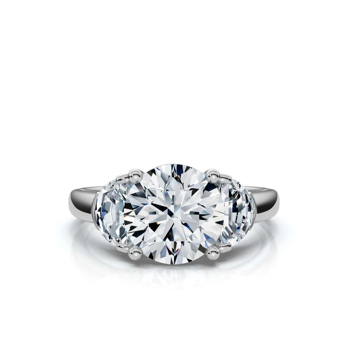 14K White Gold Indigo Three Stone Half Moon Lab Grown Diamond Ring (2/3 ct. tw)