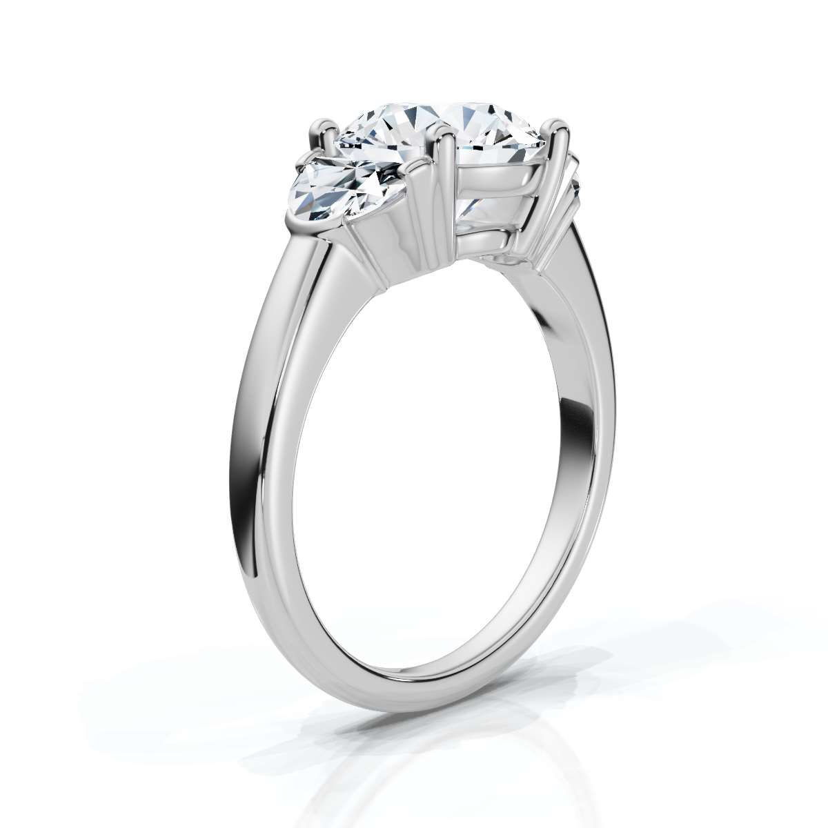 14K White Gold Indigo Three Stone Half Moon Lab Grown Diamond Ring (2/3 ct. tw)