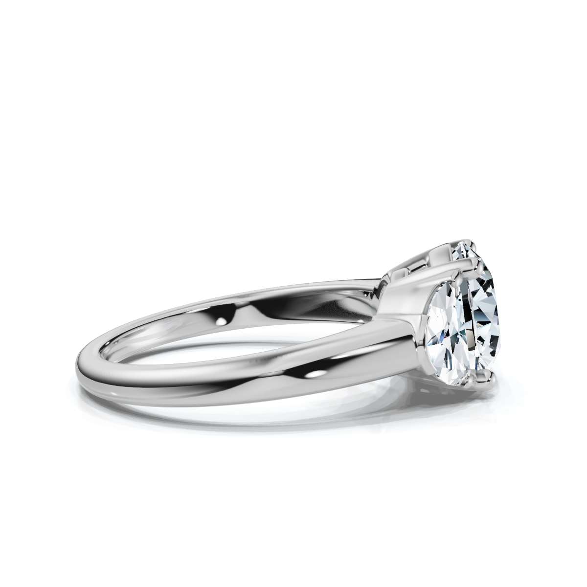 14K White Gold Indigo Three Stone Half Moon Lab Grown Diamond Ring (2/3 ct. tw)
