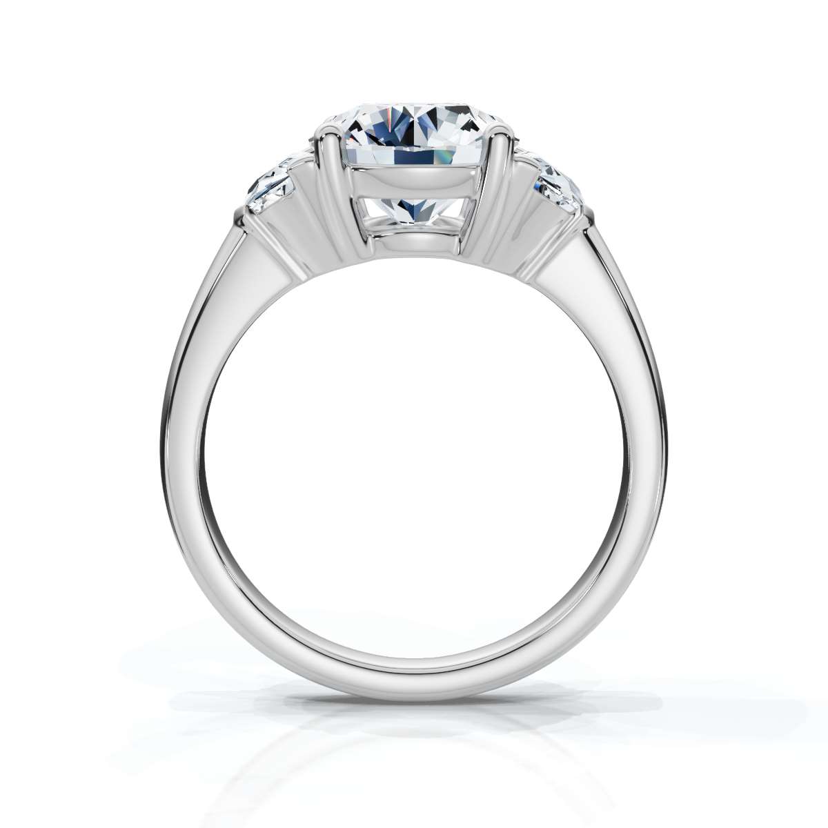 14K White Gold Indigo Three Stone Half Moon Lab Grown Diamond Ring (2/3 ct. tw)