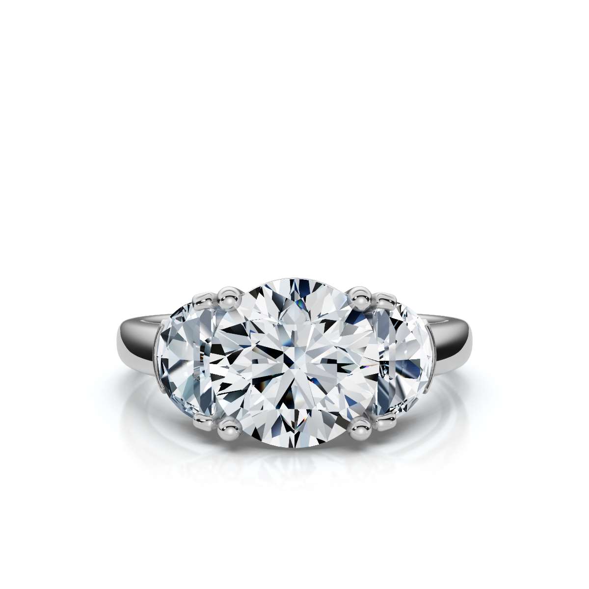14K White Gold Indigo Three Stone Half Moon Lab Grown Diamond Ring (4/5 ct. tw)
