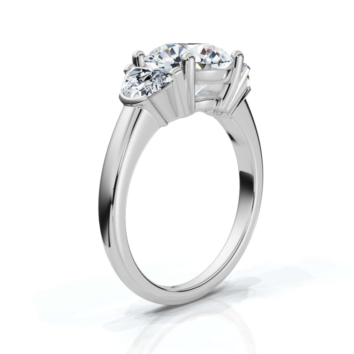 14K White Gold Indigo Three Stone Half Moon Lab Grown Diamond Ring (4/5 ct. tw)