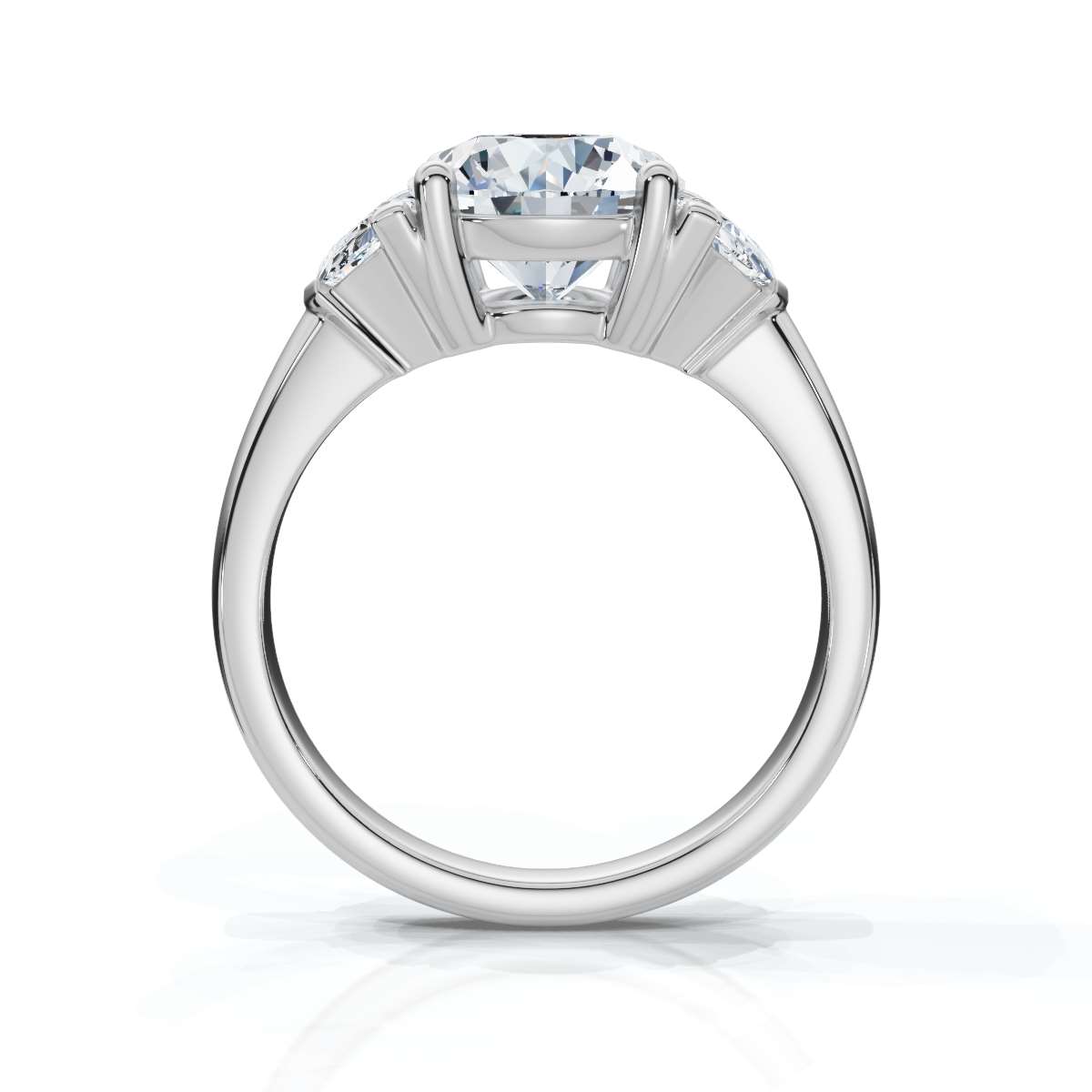 14K White Gold Indigo Three Stone Half Moon Lab Grown Diamond Ring (4/5 ct. tw)