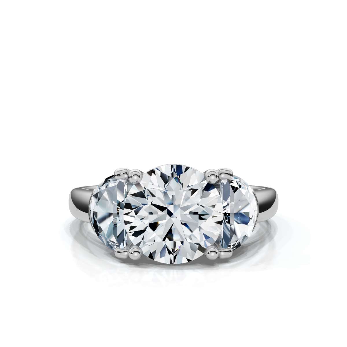 14K White Gold Indigo Three Stone Half Moon Lab Grown Diamond Ring (1.00 ct. tw)