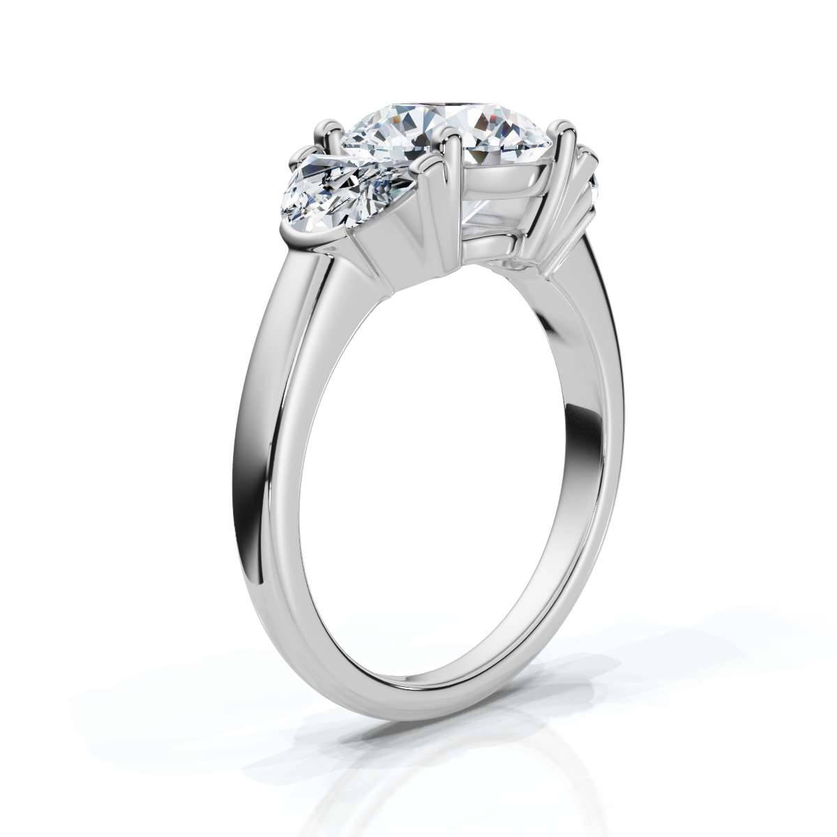 14K White Gold Indigo Three Stone Half Moon Lab Grown Diamond Ring (1.00 ct. tw)