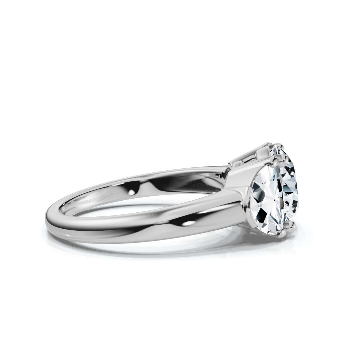 14K White Gold Indigo Three Stone Half Moon Lab Grown Diamond Ring (1.00 ct. tw)