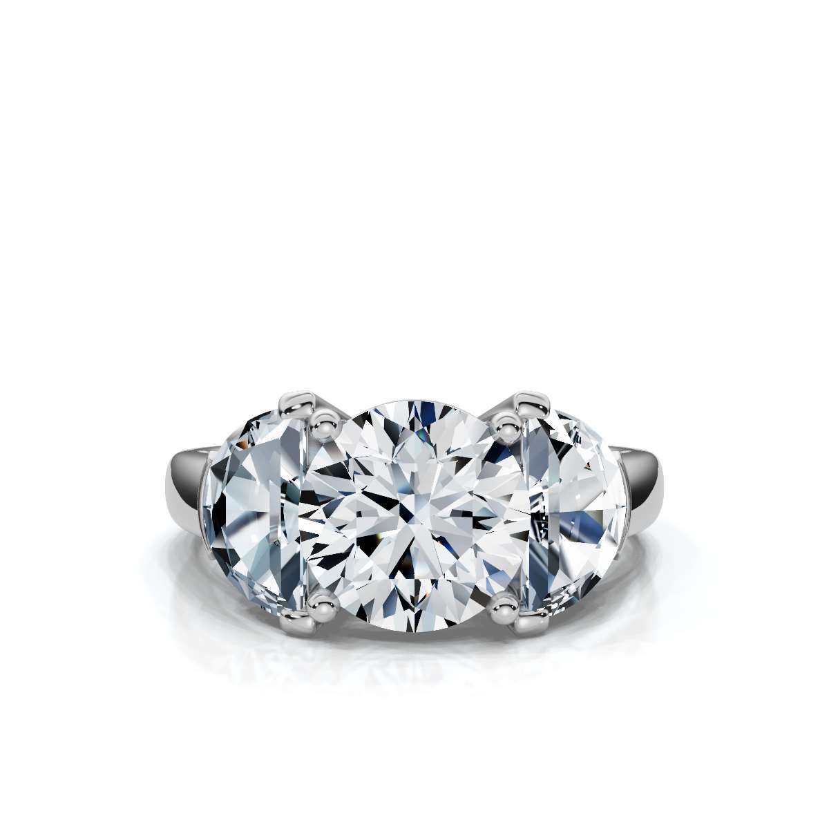 14K White Gold Indigo Three Stone Half Moon Lab Grown Diamond Ring (1 1/2 ct. tw)