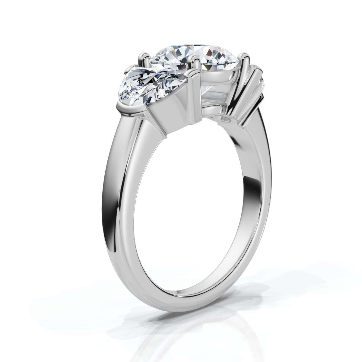 14K White Gold Indigo Three Stone Half Moon Lab Grown Diamond Ring (1 1/2 ct. tw)