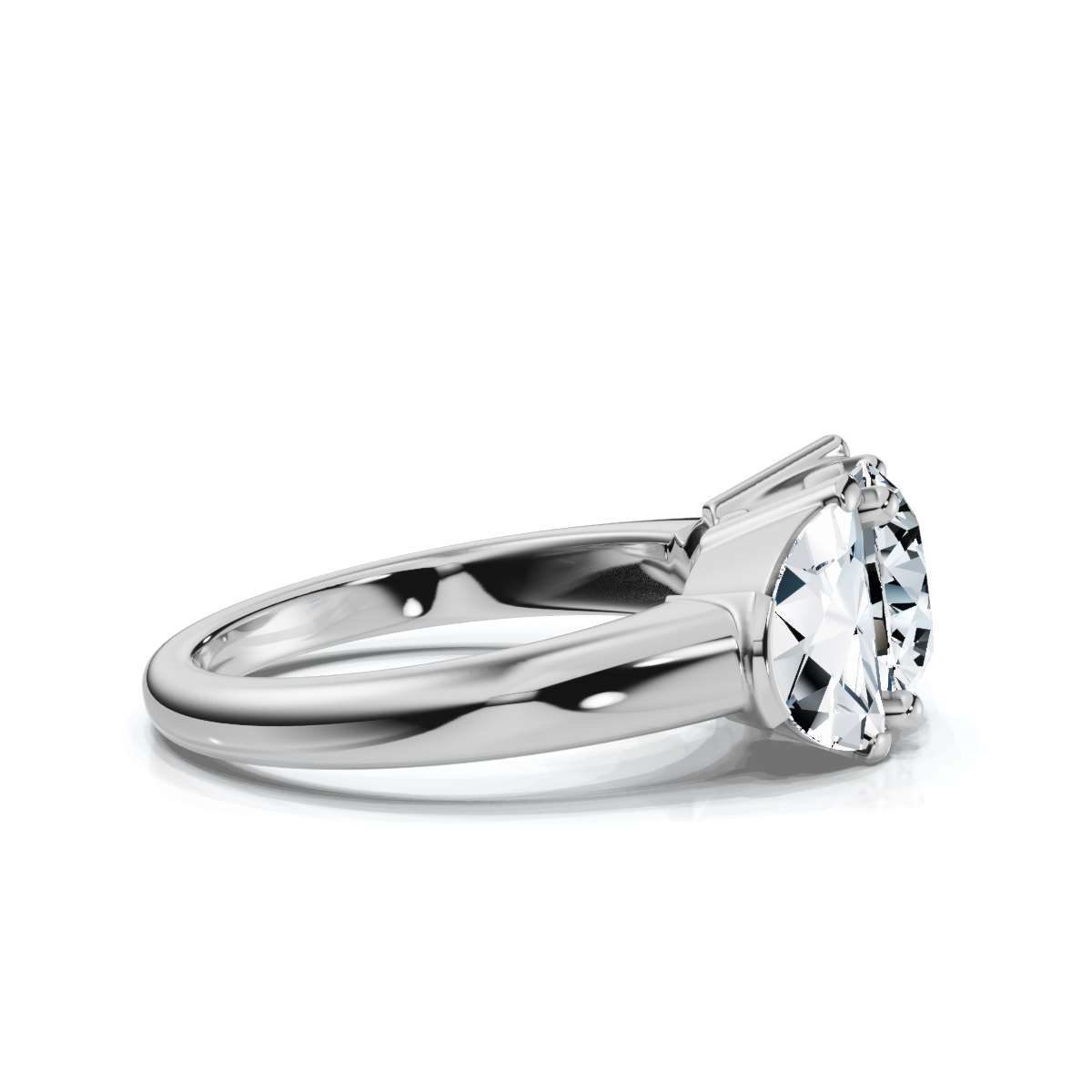 14K White Gold Indigo Three Stone Half Moon Lab Grown Diamond Ring (1 1/2 ct. tw)