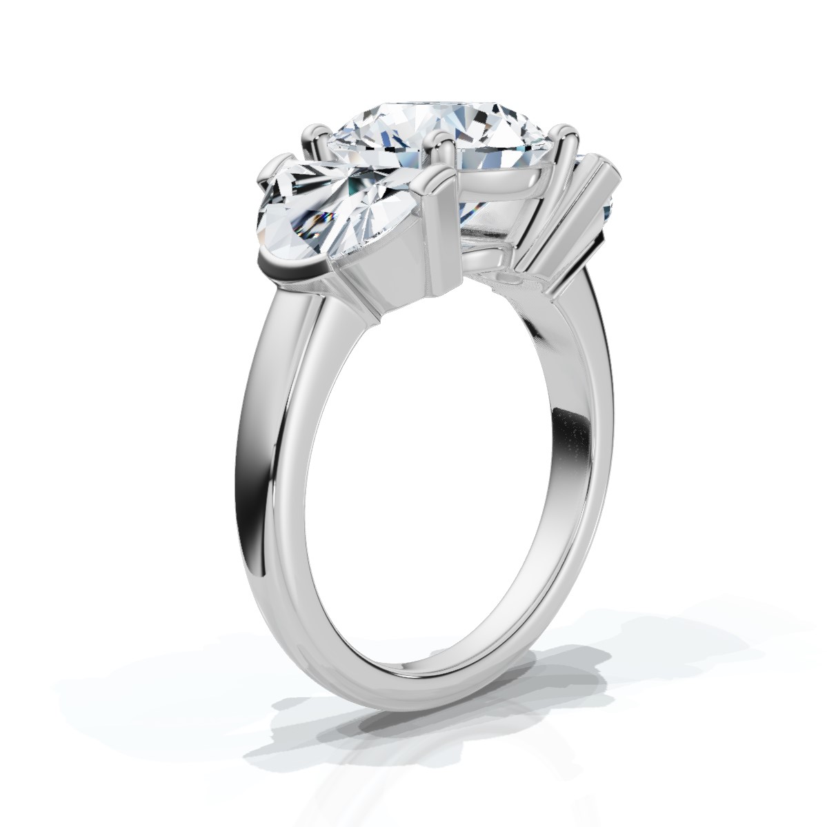 14K White Gold Indigo Three Stone Half Moon Lab Grown Diamond Ring (2.00 ct. tw)