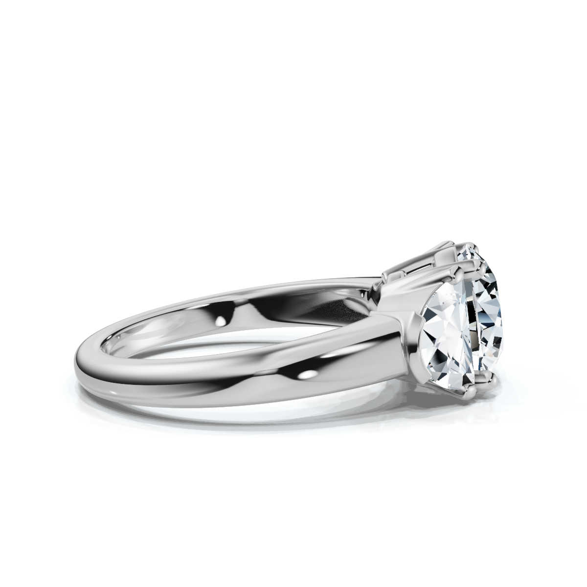 14K White Gold Indigo Three Stone Half Moon Lab Grown Diamond Ring (2.00 ct. tw)