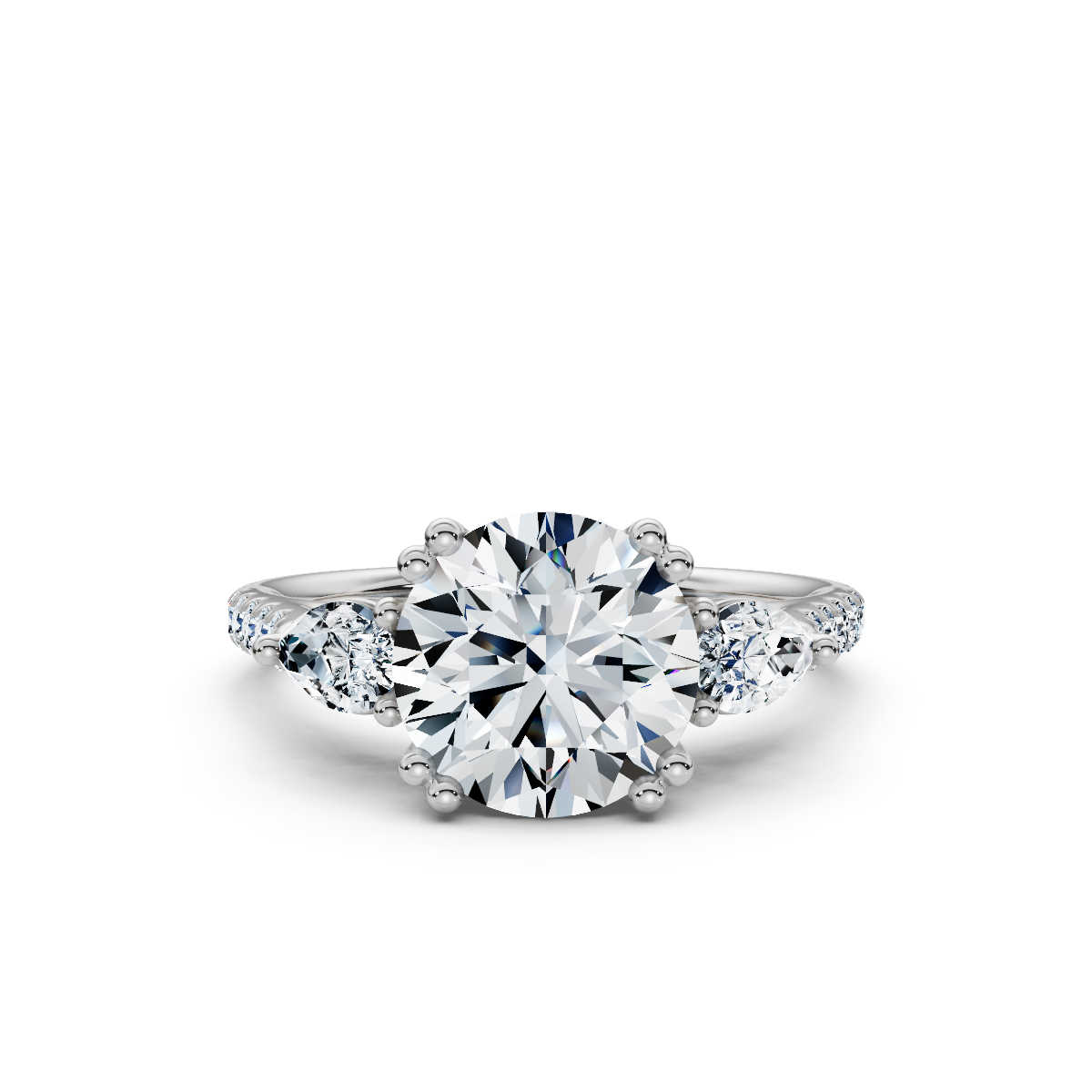 14K White Gold Virginia Three Stone Pear Lab Grown Diamond Ring (2/3 ct. tw)