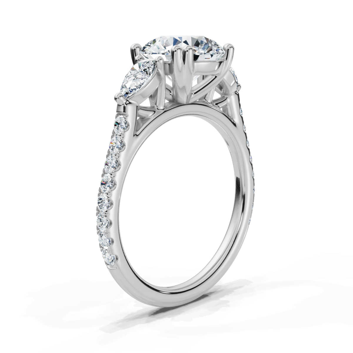14K White Gold Virginia Three Stone Pear Lab Grown Diamond Ring (2/3 ct. tw)
