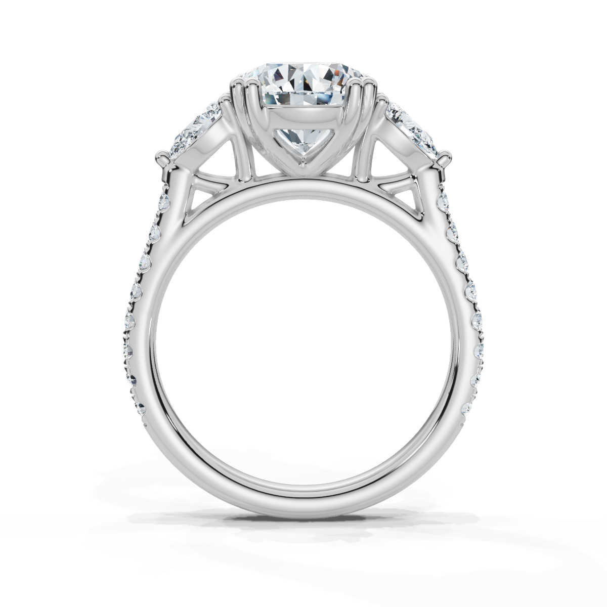 14K White Gold Virginia Three Stone Pear Lab Grown Diamond Ring (2/3 ct. tw)