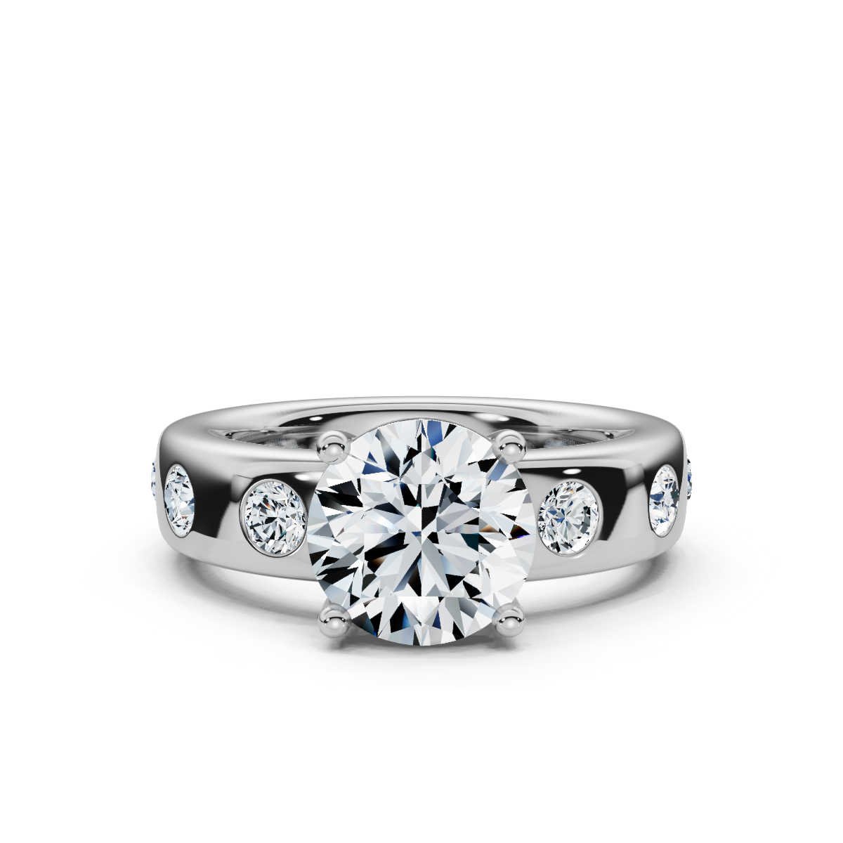 14K White Gold Moraya Accents Lab Grown Diamond Engagement Ring (2/3 ct. tw)