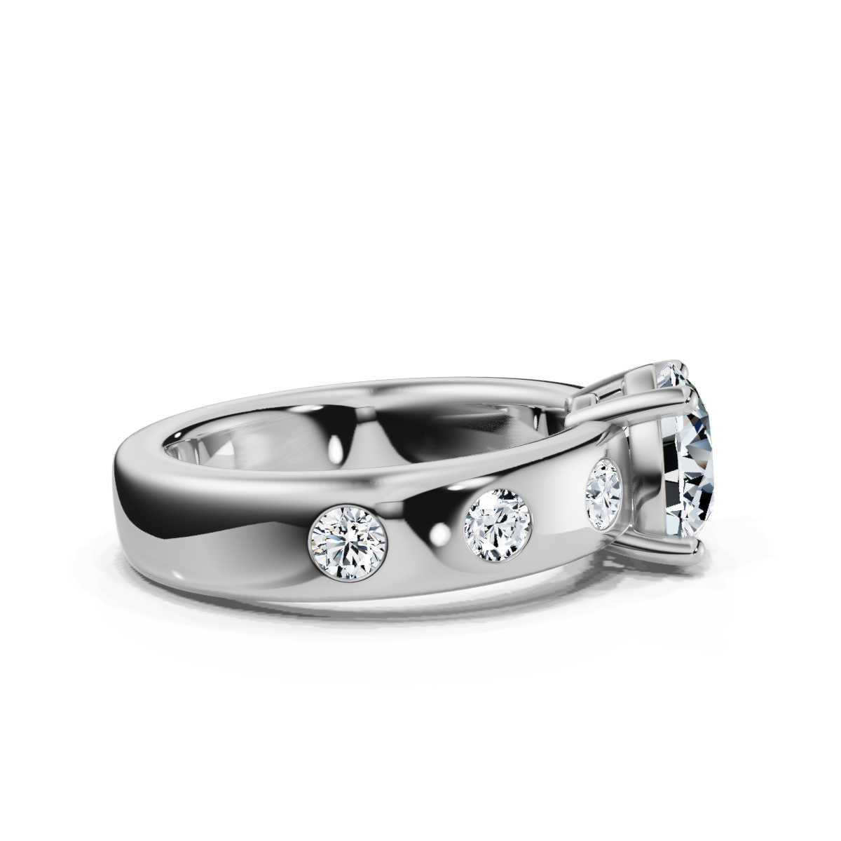 14K White Gold Moraya Accents Lab Grown Diamond Engagement Ring (2/3 ct. tw)