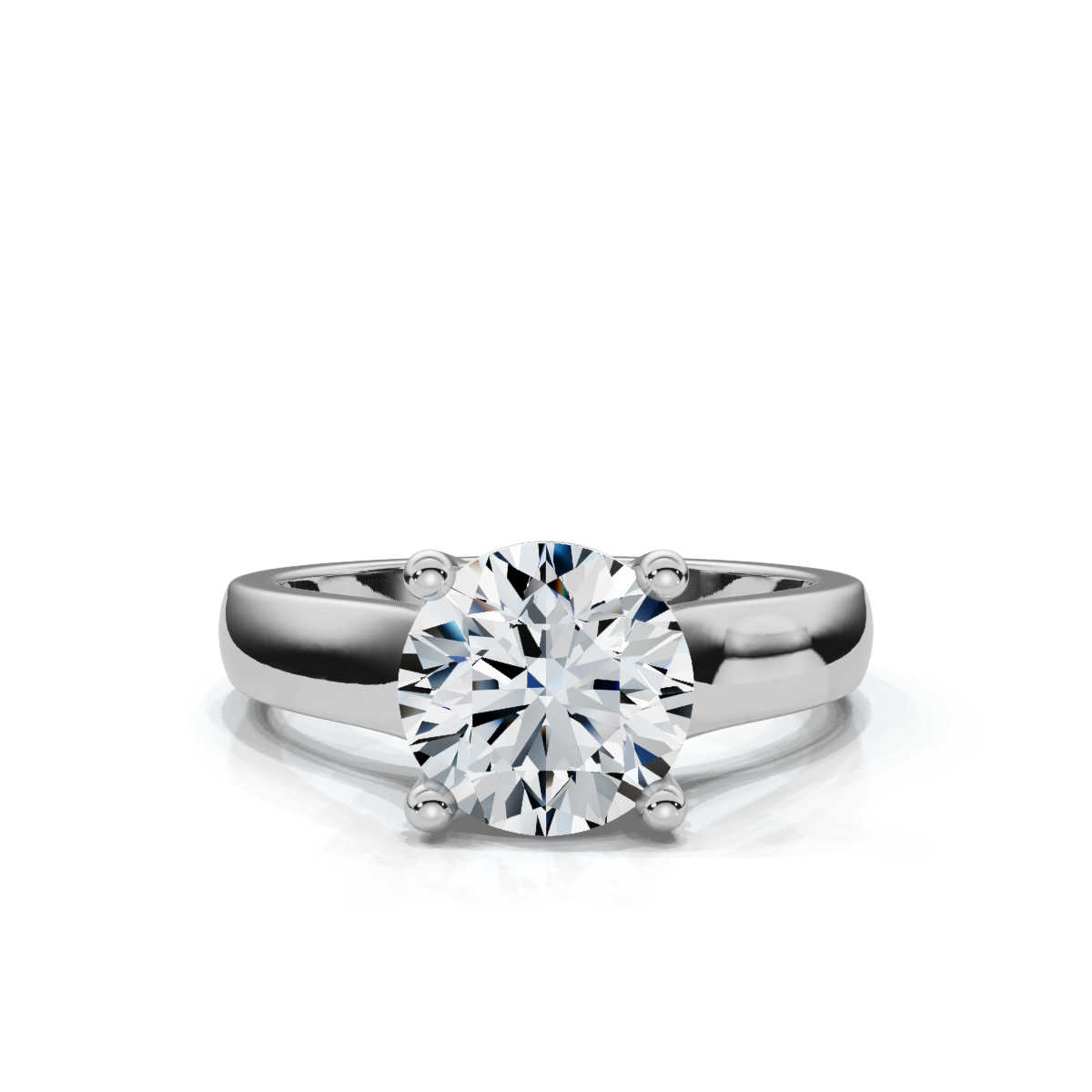 14K White Gold Talia Lucida Solitaire Cathedral Engagement Ring 