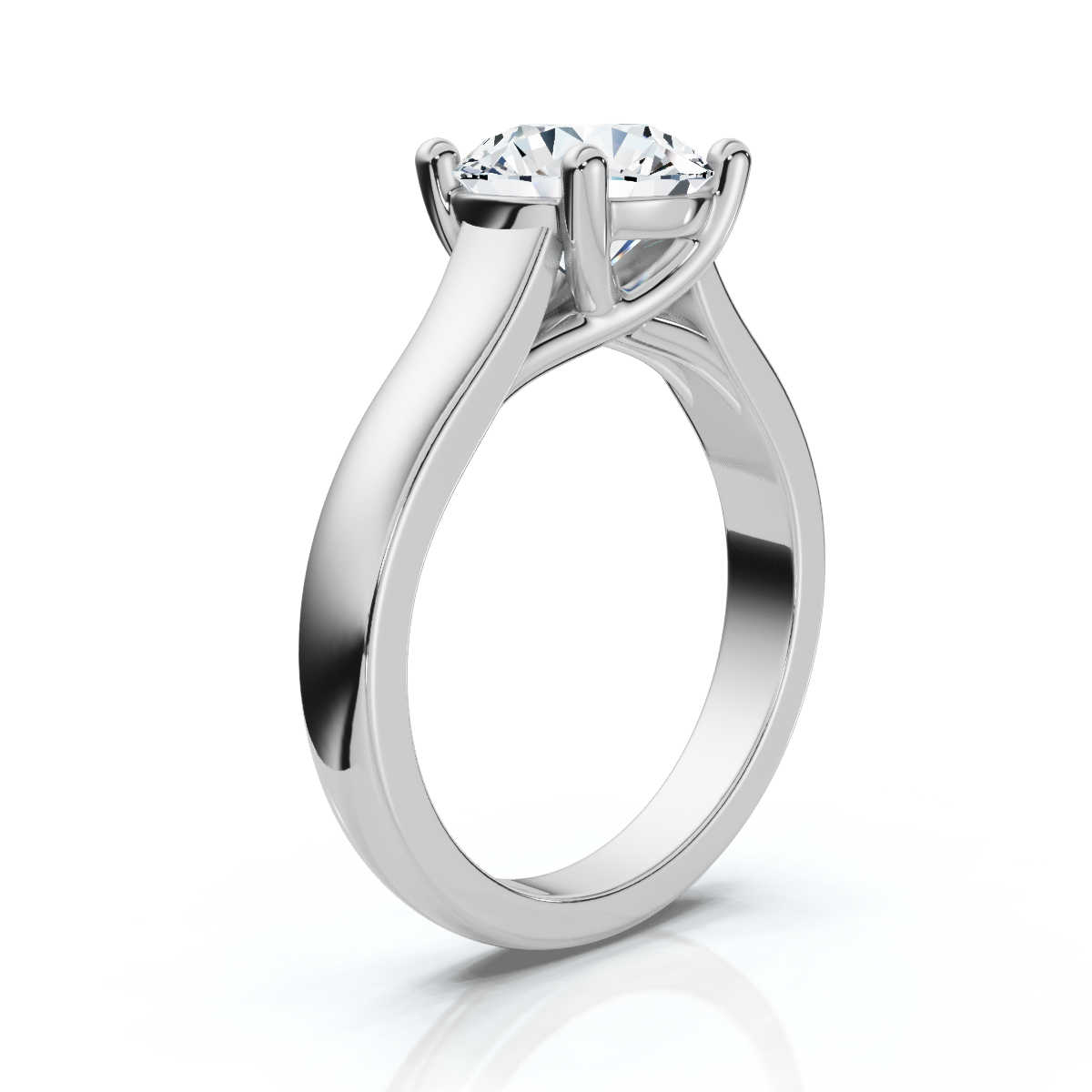 14K White Gold Talia Lucida Solitaire Cathedral Engagement Ring 