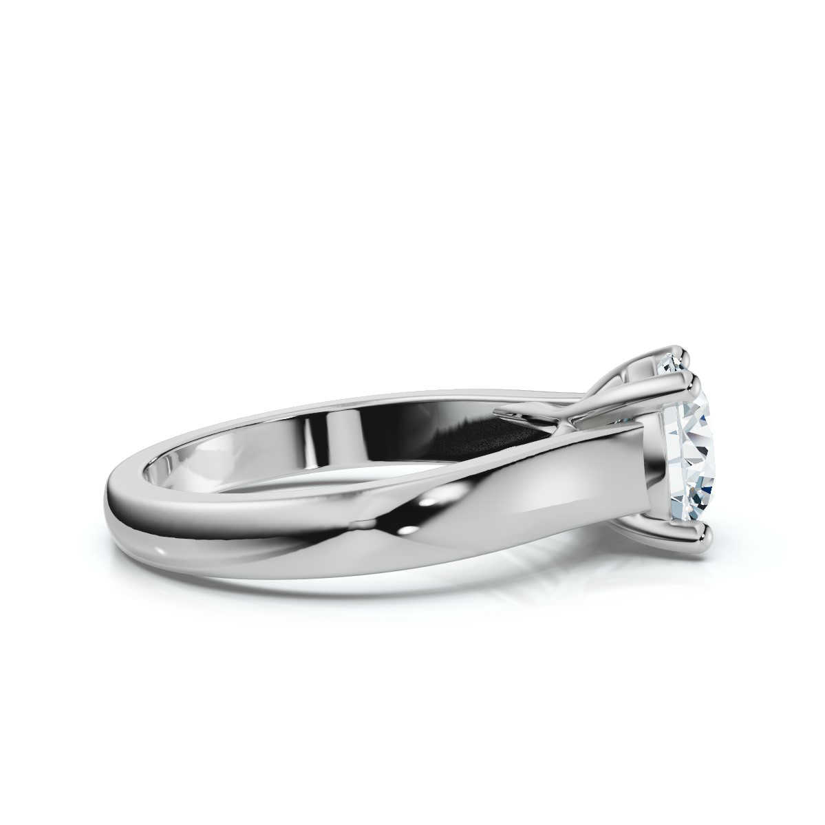 14K White Gold Talia Lucida Solitaire Cathedral Engagement Ring 