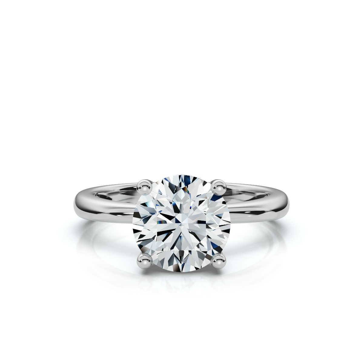 14K White Gold Shaked Solitaire Engagement Ring 