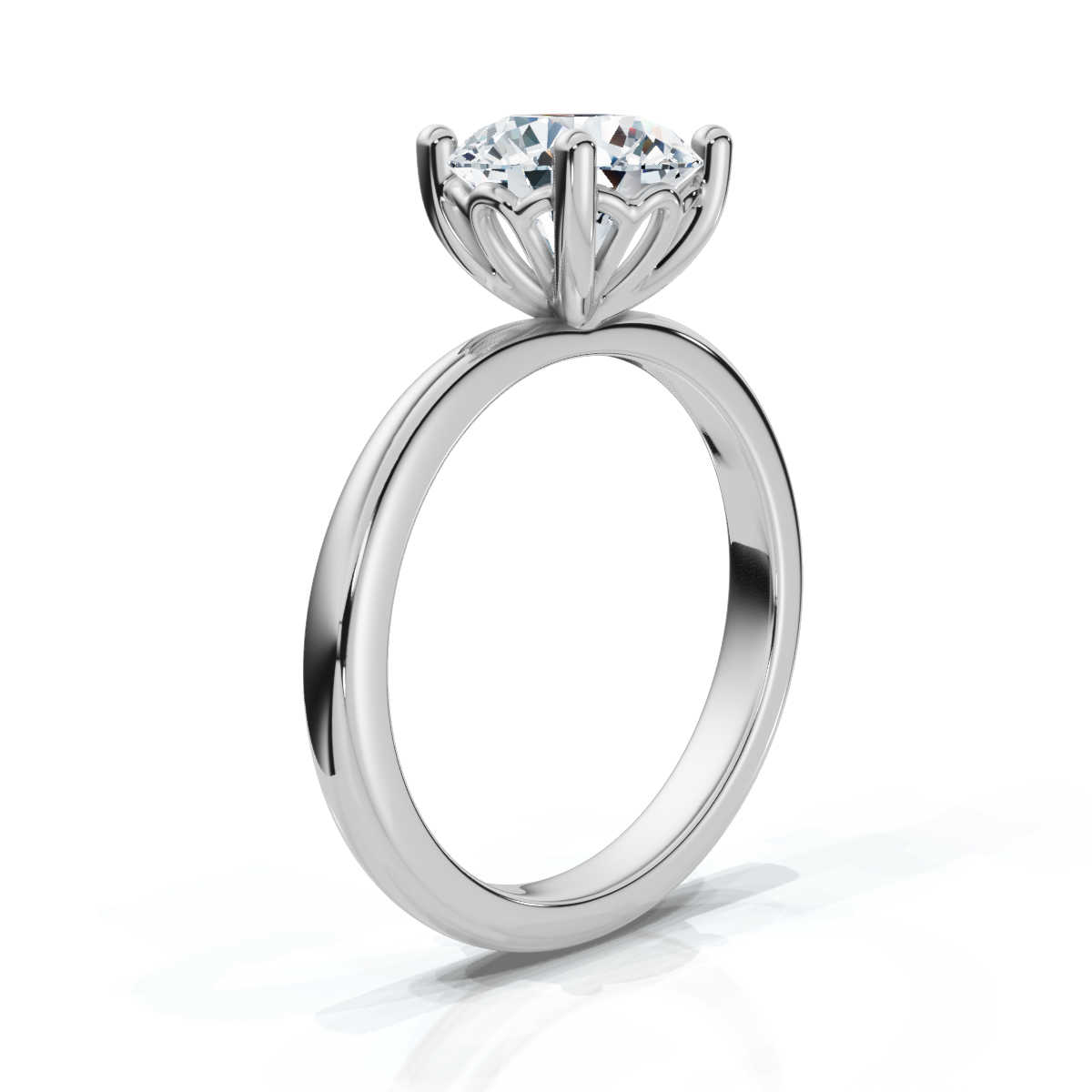 14K White Gold Shaked Solitaire Engagement Ring 