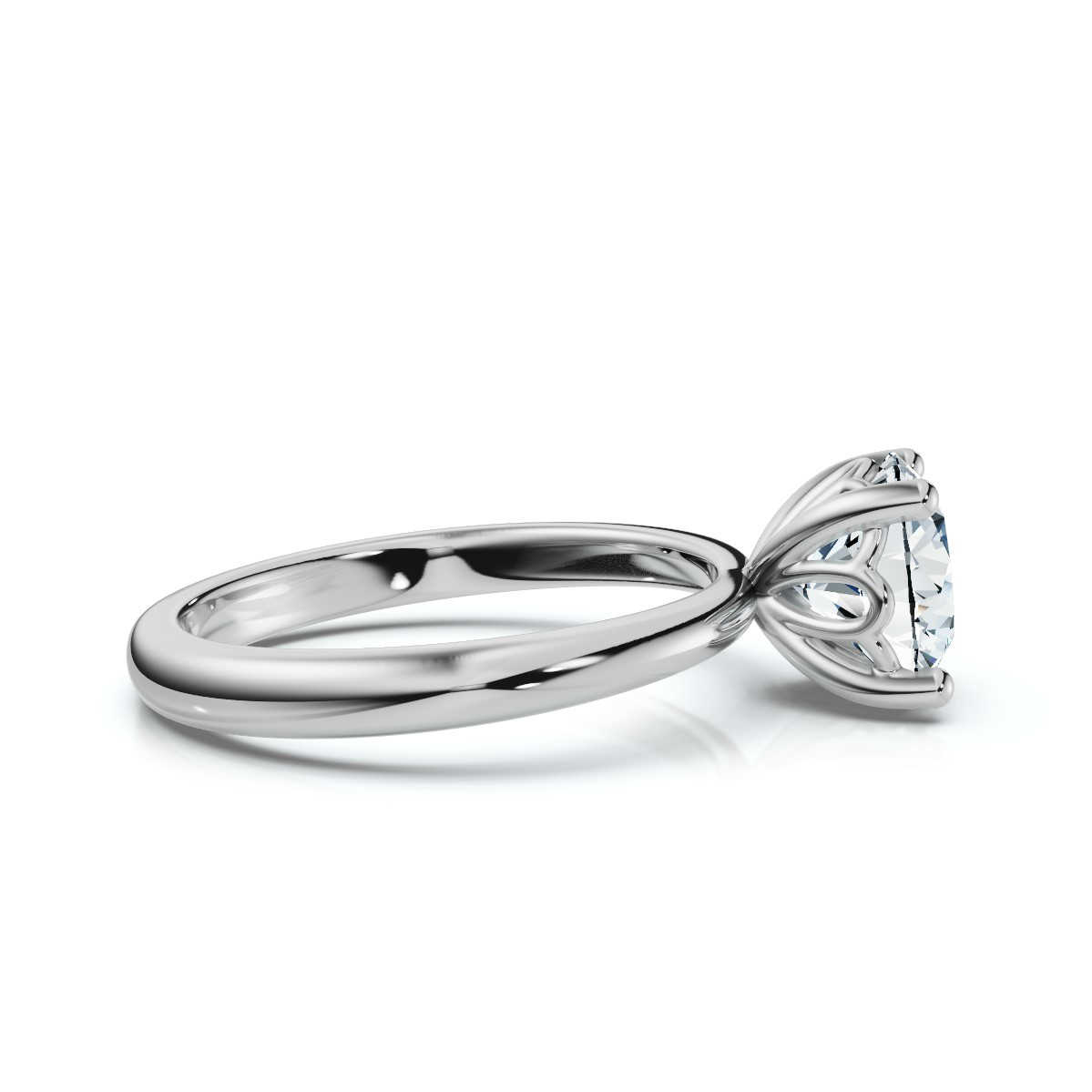 14K White Gold Shaked Solitaire Engagement Ring 