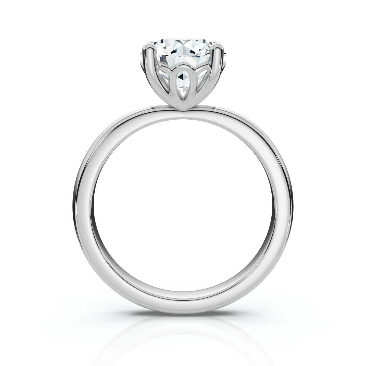 14K White Gold Shaked Solitaire Engagement Ring 