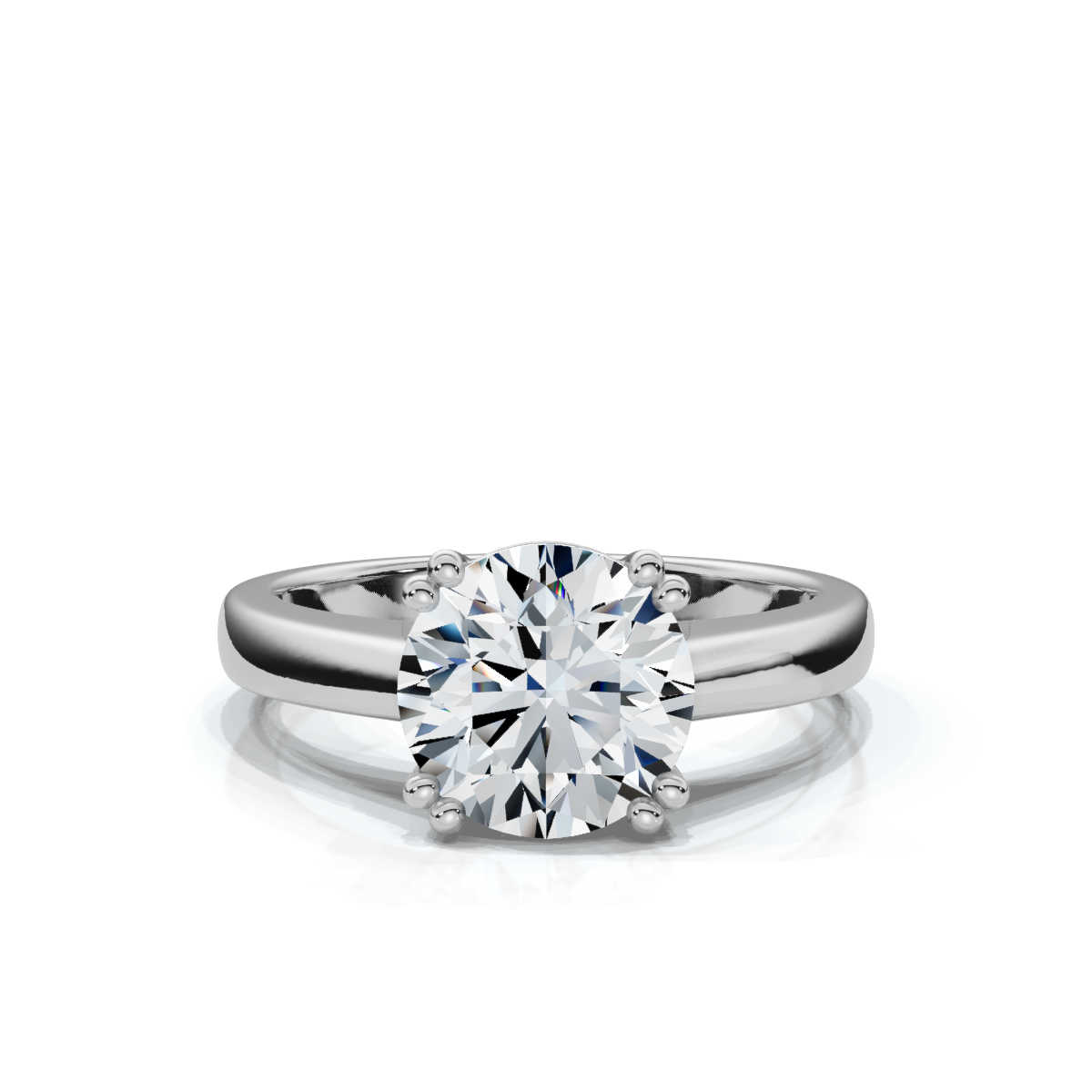 14K White Gold Shir Split Prongs Basket Set Solitaire Engagement Ring 