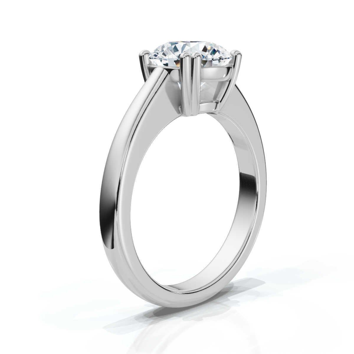 14K White Gold Shir Split Prongs Basket Set Solitaire Engagement Ring 
