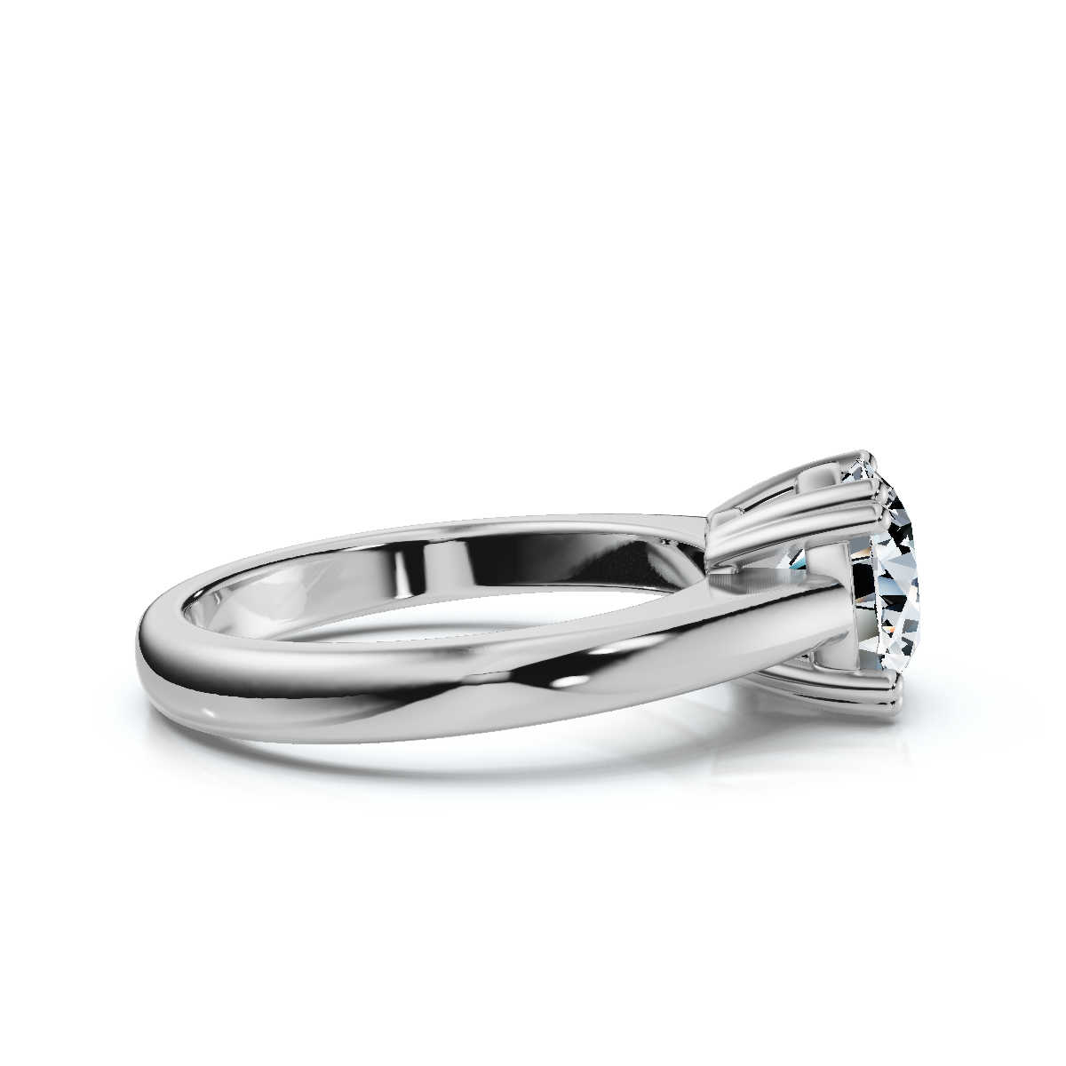 14K White Gold Shir Split Prongs Basket Set Solitaire Engagement Ring 