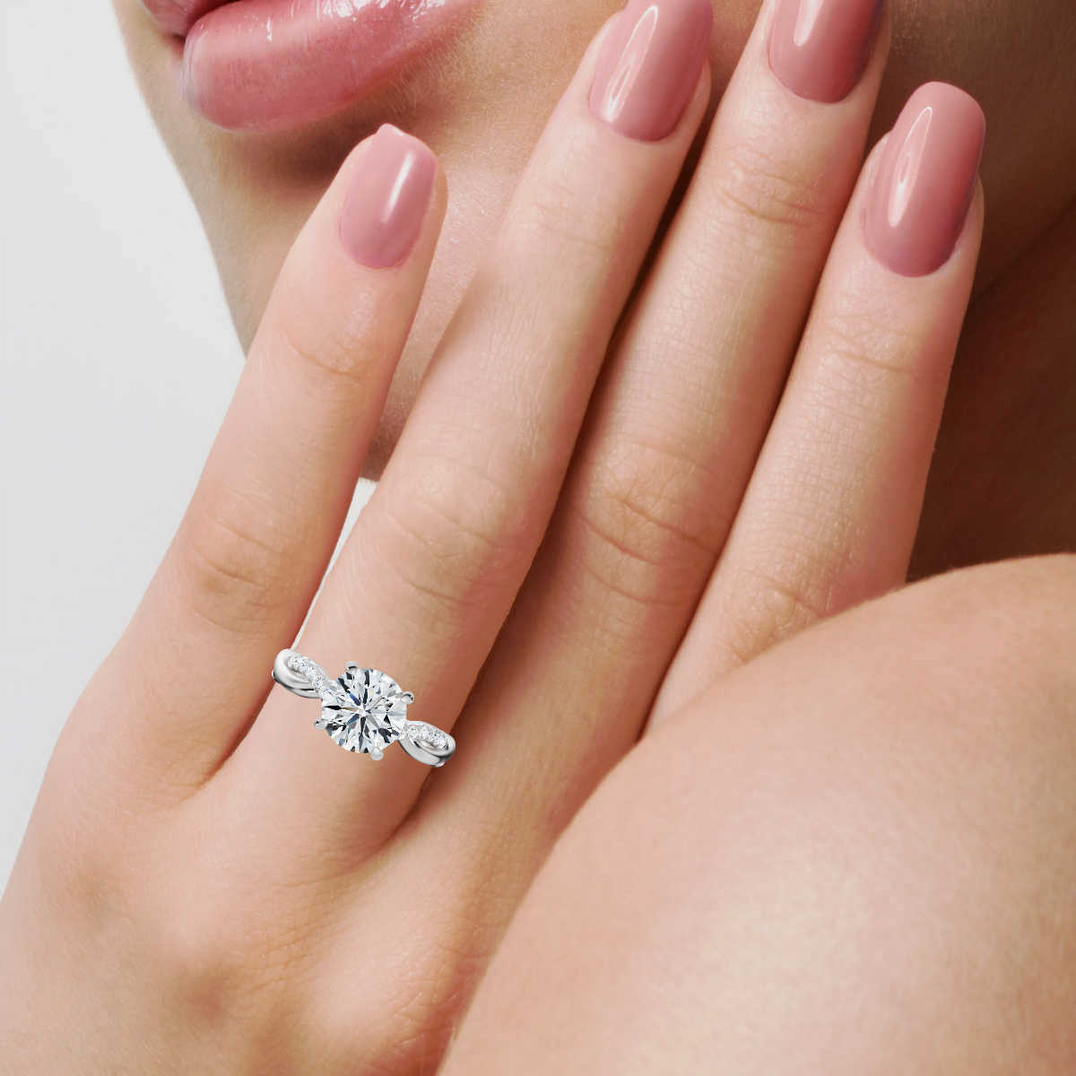 14K White Gold Nevaeh Infinity Accents Lab Grown Diamond Engagement Ring (1/5 ct. tw)