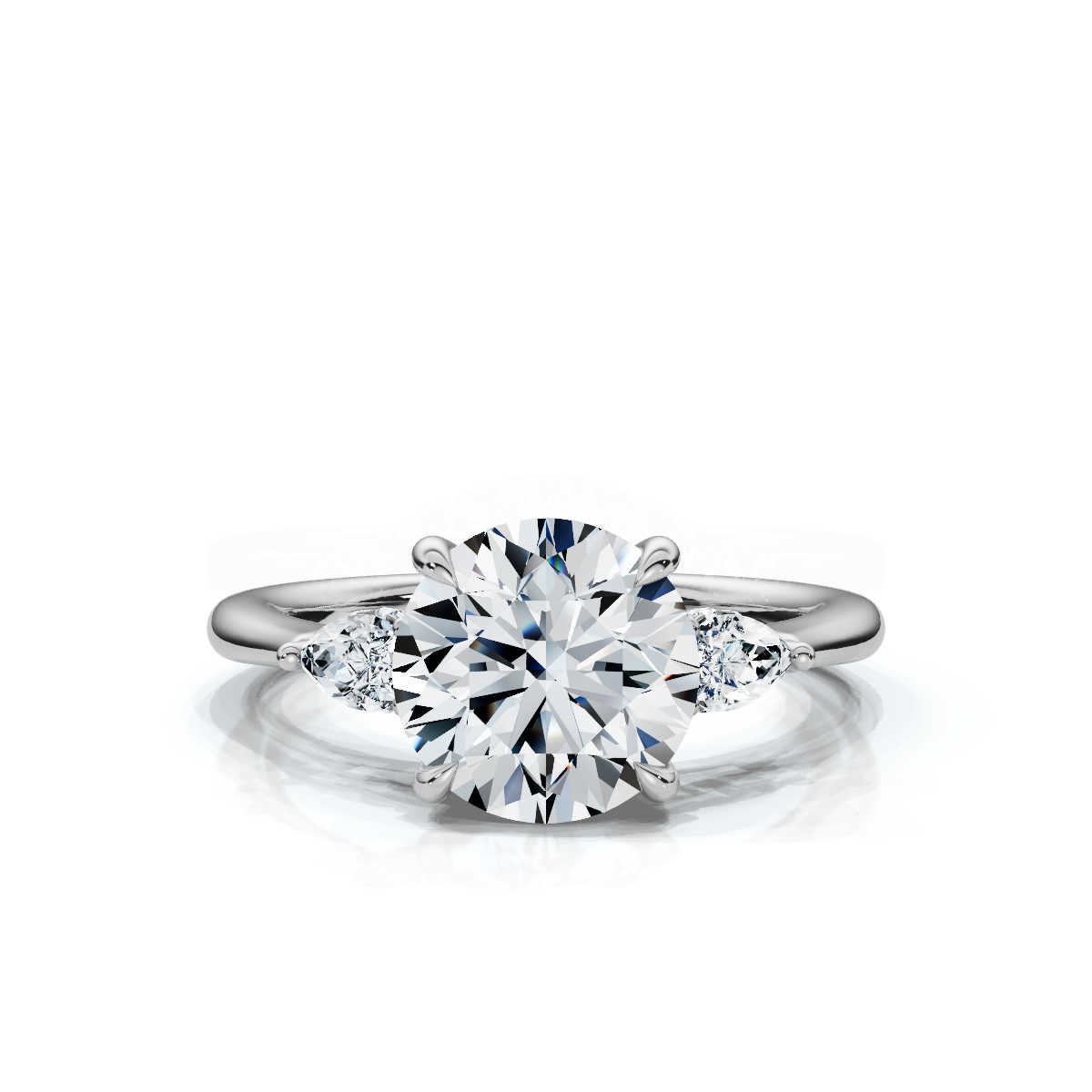 14K White Gold Althea Three Stone Pear Lab Grown Diamond Ring (1/4 ct. tw)