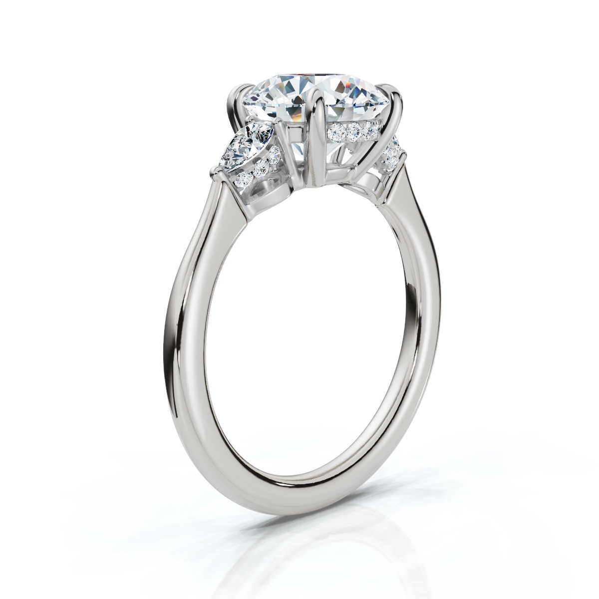 14K White Gold Althea Three Stone Pear Lab Grown Diamond Ring (1/4 ct. tw)