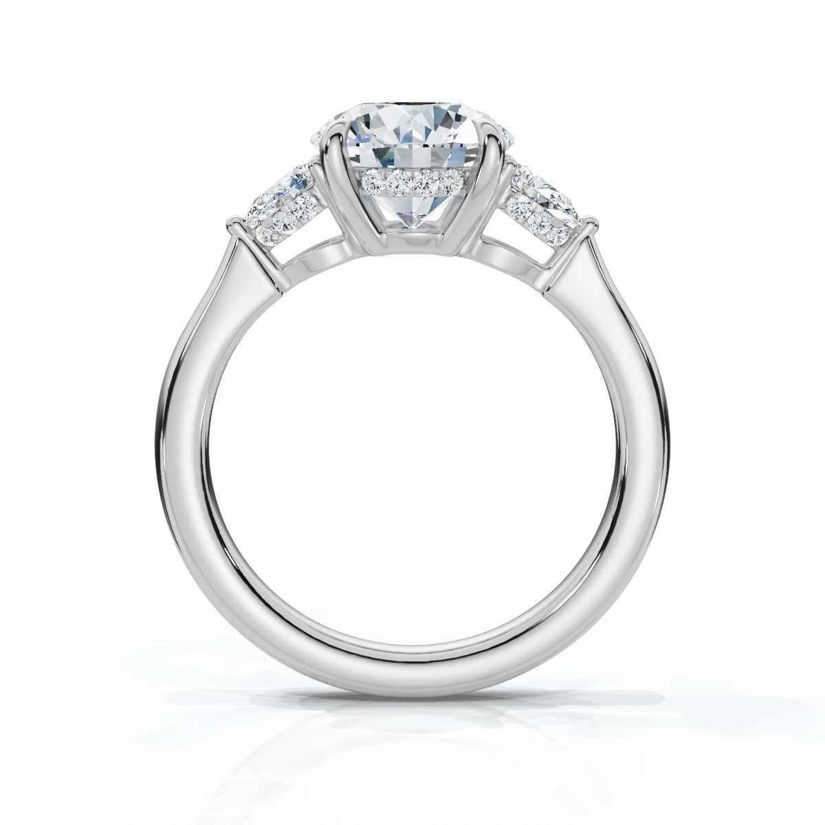14K White Gold Althea Three Stone Pear Lab Grown Diamond Ring (1/4 ct. tw)