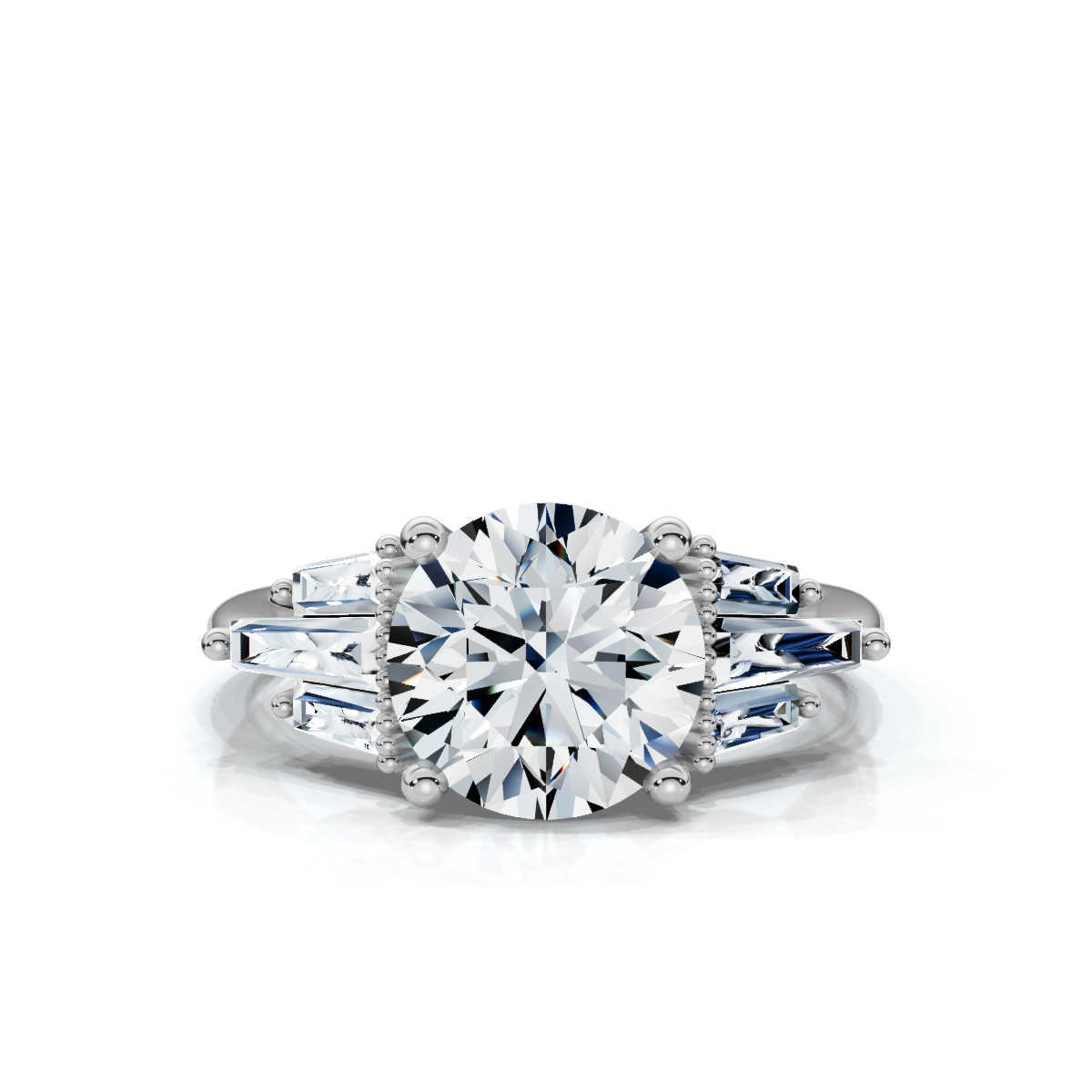 14K White Gold Capri Side Stones Baguette Lab Grown Diamond Ring (3/4 ct. tw)
