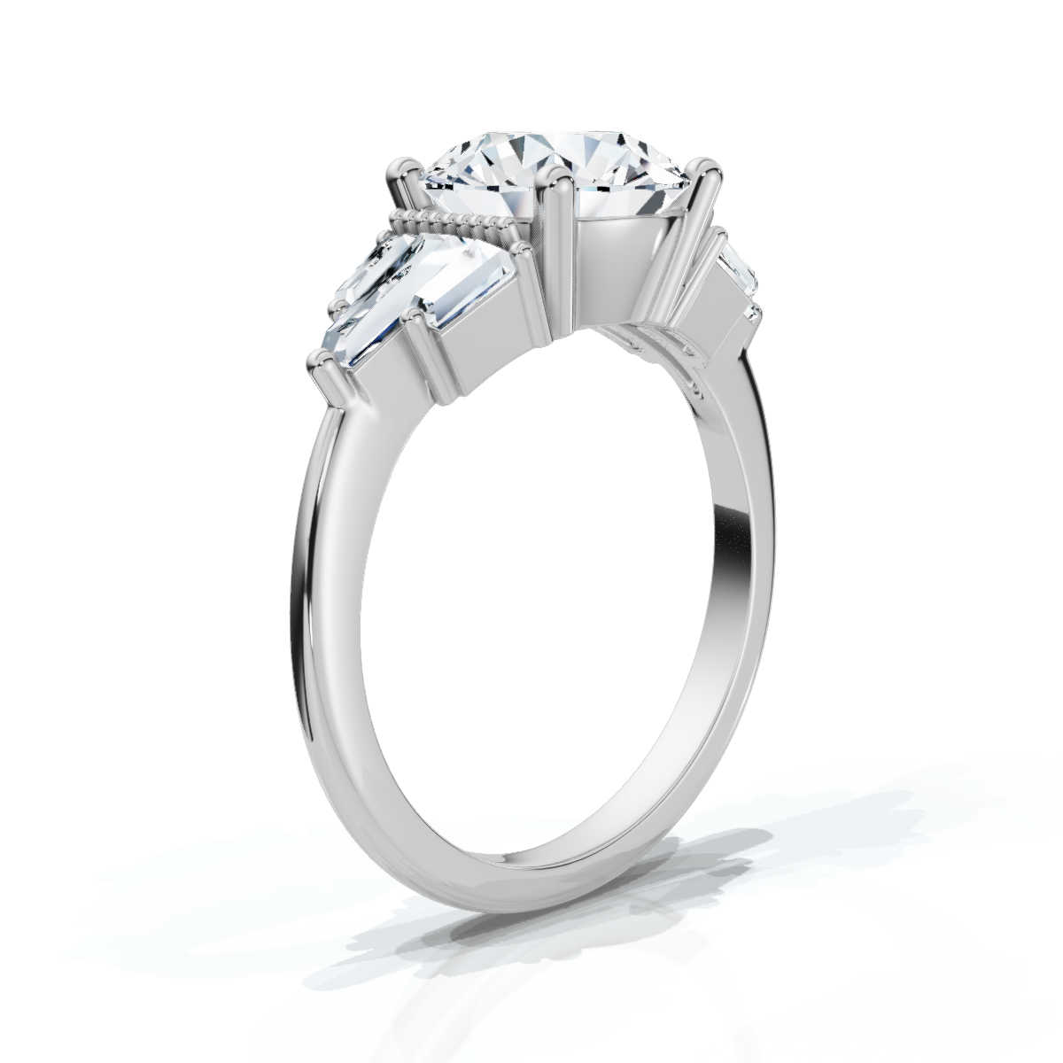 14K White Gold Capri Side Stones Baguette Lab Grown Diamond Ring (3/4 ct. tw)